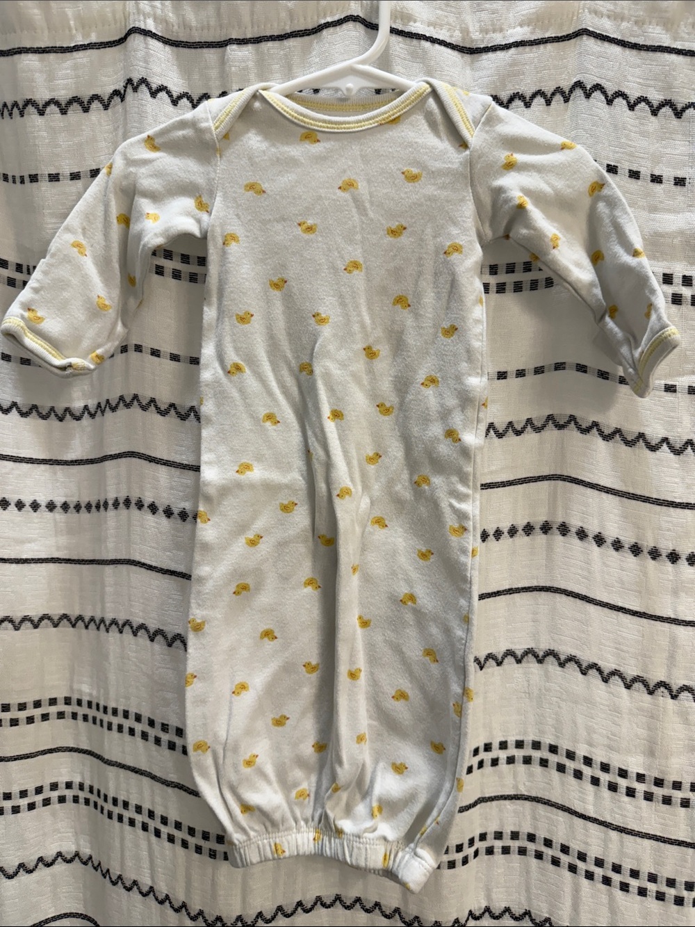 Carter's White Footed Gown with Yellow Duck Print